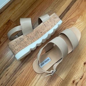 Steve Madden cork tan platform sandals